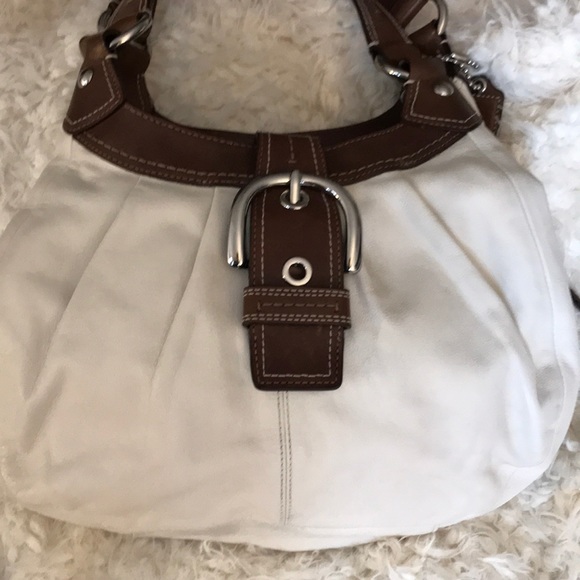 Coach Handbags - COACH SOHO LYNN BUCKLE WHITE WITH BROWN